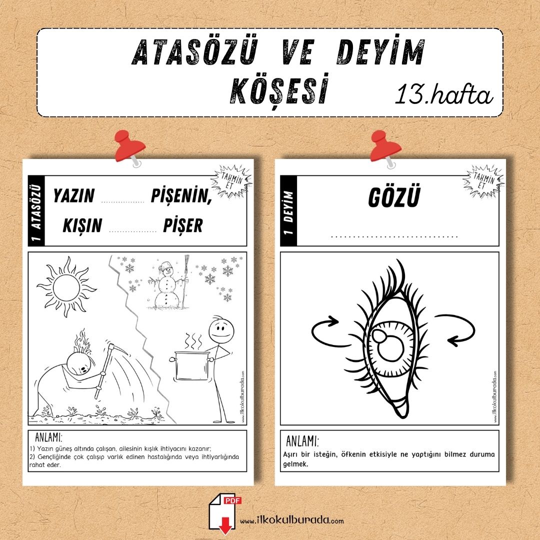 Atasözü ve Deyim Köşesi - 13. Hafta