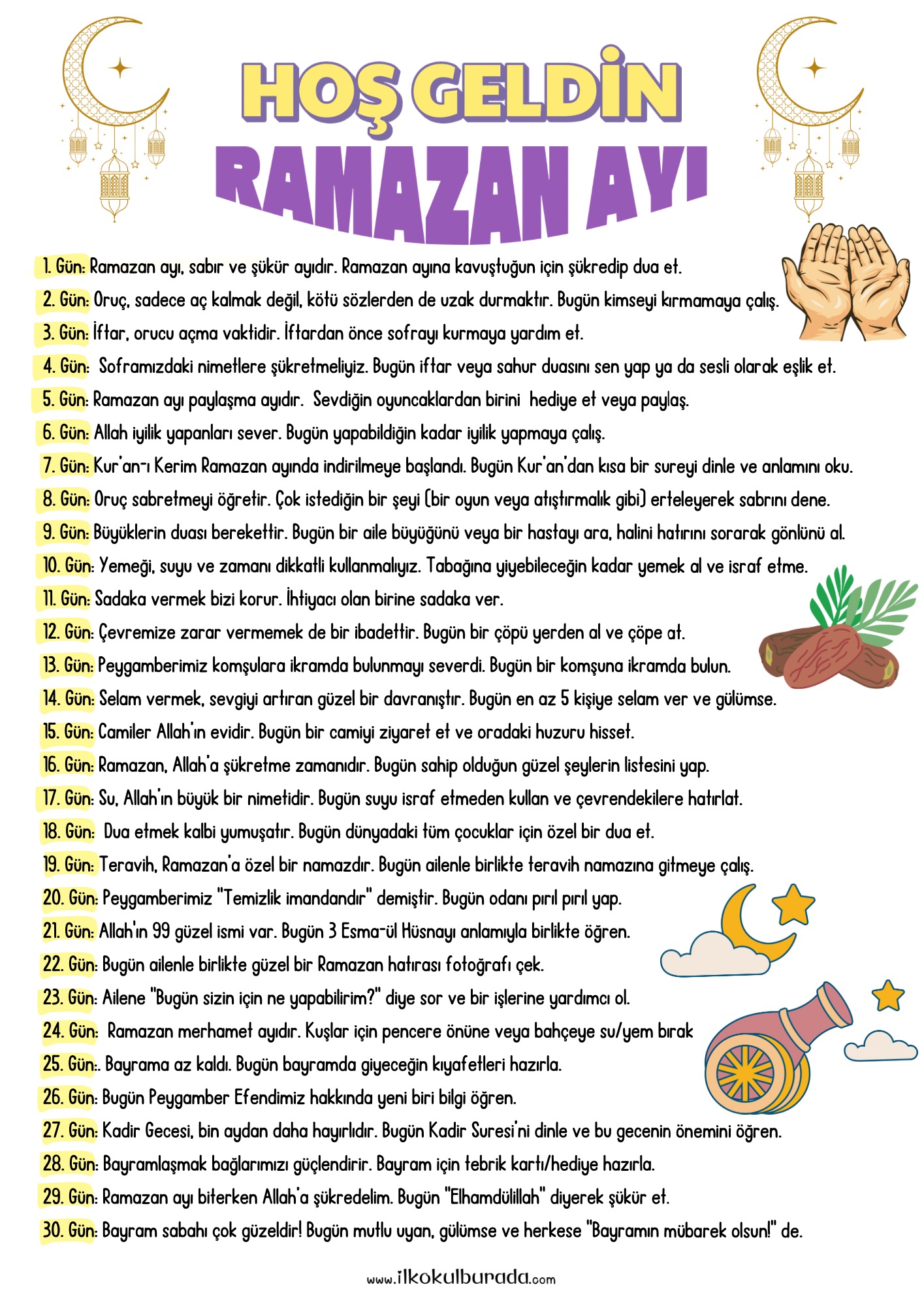 Çocuklar İçin Ramazan Ayı Boyama Sayfası ve Etkinlikleri