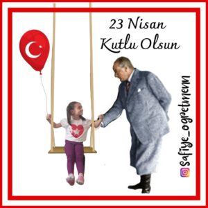 Büyük Boy Salıncak Tutan Atatürk Posteri-180 cm