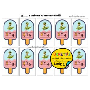 1.Sınıf Y y Sesi Yazılışı Görselli Ses Kartı-Defter Boy